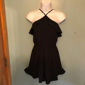 Monteau Black Ruffle Halter Shorts Romper
